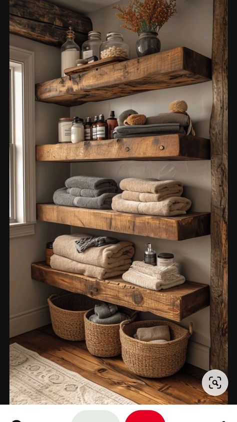 تصميم دورة مياه, Dekorere Bad, Rustic Bathroom Ideas, Rustic Home Decor Ideas, Creative Wall Decor, Rustic Home Design, Small Bathroom Storage, Hus Inspiration, Bathroom Inspiration Decor