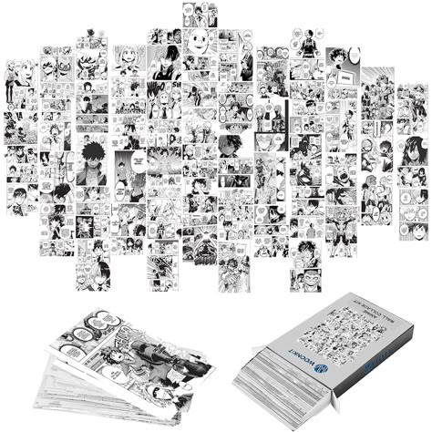 PRICES MAY VARY. 50 SET 4x6 INCH HIGH QUALITY PICTURES mha manga panels for wall, anime poster pack ANIME ROOM DECOR: New trend anime black and white wall decor and anime room decor aesthetic ANIME POSTERS FOR ROOM: great for aesthetic wall decor, manga wall collage and anime stuff ARRANGE IN ANY STYLE, HANG, OR FRAME, to make a nice anime room decor for bedroom aesthetic THOUGHTFUL GIFT - high picture quality and beautiful packaging makes a perfect woonkit poster anime gift 50 SET 4X6 INCH HIGH Anime Wall Collage, Academia Posters, Posters On Wall Bedroom, Collage Mural, Simple Anime, Poster Design Layout, Otaku Room, Dark Academia Decor, Bedroom Wall Collage