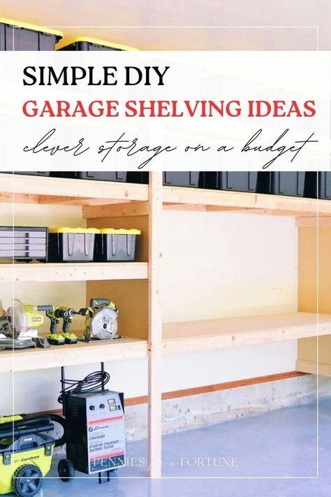 Garage Organization Ideas on a Budget | Want to organize your garage on a budget and create more floor space? I'm sharing simple DIY garage shelving ideas and plans for clever storage! These shelving ideas will help you create more storage space in your garage. From the materials you need for DIY garage shelving and prep work needed before starting garage organization to affordable DIY garage storage project ideas, these garage organization tips will help with your garage makeover project! Diy Home Updates On A Budget, Garage Shelving Ideas, Organization Ideas On A Budget, Diy Garage Storage Cabinets, Garage Organization Tips, Garage Organization Ideas, Garage Storage Shelves, Shelving Ideas, Storage Kids Room