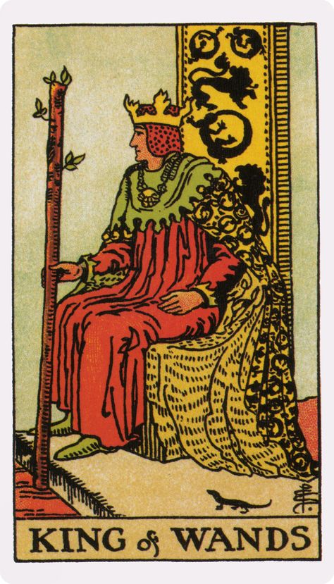 The Original Rider Waite Deck, By Arthur Edward Waite & Pamela Colman Smith. King of Wands. King Of Wands, Court Cards, Rider Waite Tarot Decks, Wands Tarot, Tarot Significado, Tarot Gratis, Aleister Crowley, Rider Waite Tarot, Daily Tarot