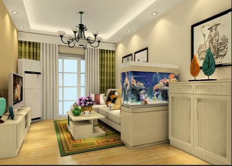 Large Fish Tank Ideas Living Rooms, Aquarium In Living Room, Living Room Zen, Fish Aquarium Decorations, Home Music Rooms, Aquarium Ideas, Home Aquarium, Home Design Diy, Remodeling Projects