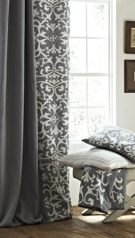 textured drapery fabric Grey And White Curtains, White Drapery, Olivia White, White Shower Curtain, Trendy Living Rooms, Curtains Living, Ash Gray, Grey Decor, Gray Bedroom