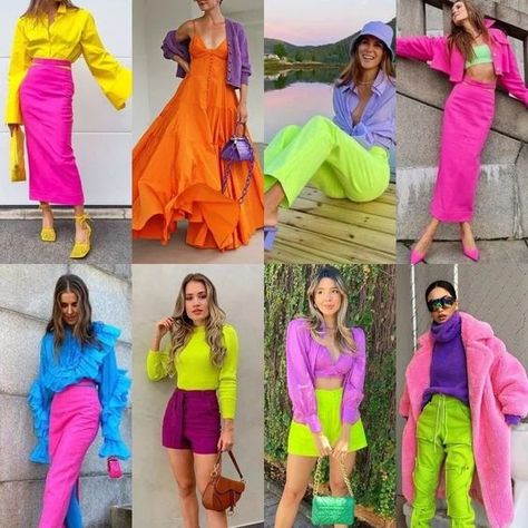 Ropa Color Neon, Bright Colored Outfits, Color Outfits, Colour Combinations Fashion, Color Combos Outfit, Colorful Outfits, Color Blocking Outfits, Neon Outfits, Color Combinations For Clothes