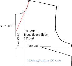 drafting a V-neck.  Just draw a straight line from the shoulder to the depth of the V-neck!  I usually go with 3 - 4", but it's a matter of personal preference. Sweetheart Neckline Pattern, Neckline Variations, Barbie Dress Pattern, Sewing Blouses, Sewing Tops, Bib Pattern, Upcycle Sewing, Sewing Crafts Tutorials, Notched Neckline