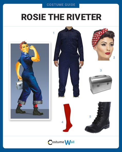 Rosy The Riveter Costume, Rosie The Riveter Hairstyle, Educational Murals, Rosy The Riveter, Rosie The Riveter Halloween Costume, Rosie The Riveter Halloween, Mechanic Costume, Rosie The Riviter, Rosie The Riveter Costume