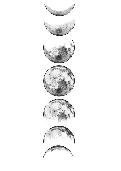 Realistic Moon Phases Tattoo, Moon Sequence Tattoo, Moon Phases Tattoo Designs, Moon Line Art, Luna Tattoo, Moon Phases Tattoo, Horoscope Tattoos, Tattoo Inspiration Men, Witch Tattoo