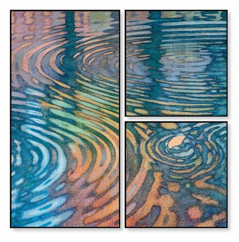 Visit our website for the best Hospitality Art! How To Draw Water Reflections, Painting On Paint Samples, Text In Art, Water Reflection Drawing, Drawings Of Water, Tryptich Art, Water Pattern Design, Water Reflection Art, Ripples In Water