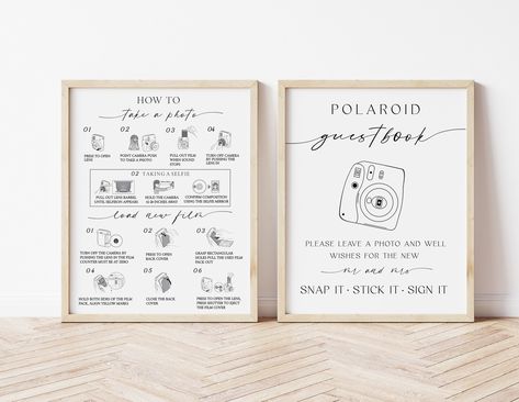 Polaroid Guest Book Sign Instax Instructions Instax Mini 12 - Etsy Polaroid Guest Book Sign, Instax Mini 12, Valentine Couple, Polaroid Guest Book, You Are My Moon, Rustic Wedding Decorations, Pin Up Vintage, Cd Case, Mehndi Decor