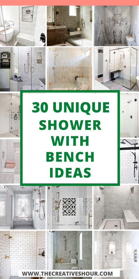 Upgrade your bathroom with these Shower Bench Ideas to bring comfort and style into your daily routine. Discover masterful designs for your Shower with Bench, explore creative built-in solutions, and find ideas for small walk-in showers. Elevate your space with wooden bench options and beautiful tile designs that enhance both functionality and aesthetics. Transform your daily shower into a luxurious experience with these Shower Bench Ideas. Small Walk In Showers, Shower Bench Ideas, Walk In Shower With Bench, Small Bathroom Trends, Shower With Bench, Half Wall Shower, Tile Walk In Shower, Bathroom Bench, Small Tile Shower