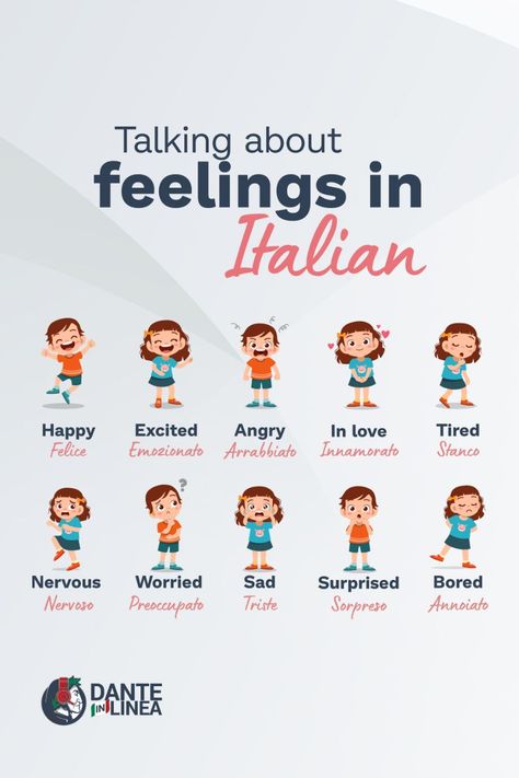 How to express feelings in Italian ... The most common way to express emotions and feelings in Italian. #danteinlinea #feelingsinitalian #emozione #learnitalian #italiancourse #italianlanguage Most Common Italian Words, How To Speak Italian Learning, How To Learn Italian, Italian Basics, Cool Italian Words, Beautiful Italian Words, Italian Study, Talking About Feelings, Italian Notes