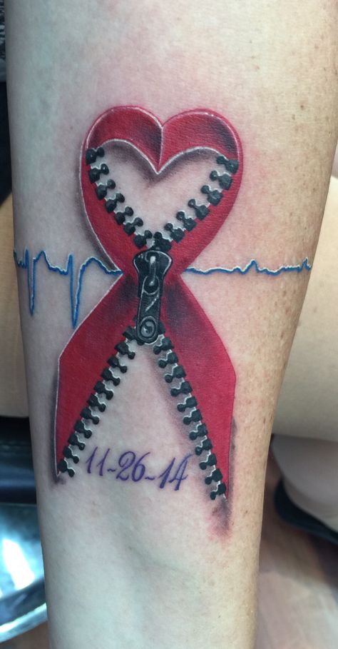 Zipper Tattoo, Tattoo With Heart, Survivor Tattoo, Awareness Tattoo, Scar Tattoo, Open Heart Surgery, Ribbon Tattoos, Poppies Tattoo, About Heart