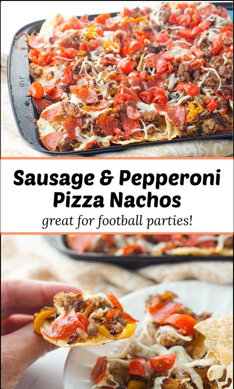 sheet pan with Italian flavored nachos and text Pizza Nachos Recipe, Italian Nachos, Football Party Appetizers, Gameday Recipes, Nacho Recipes, Pizza Nachos, Grilled Steaks, Nachos Recipe Easy, Football Parties