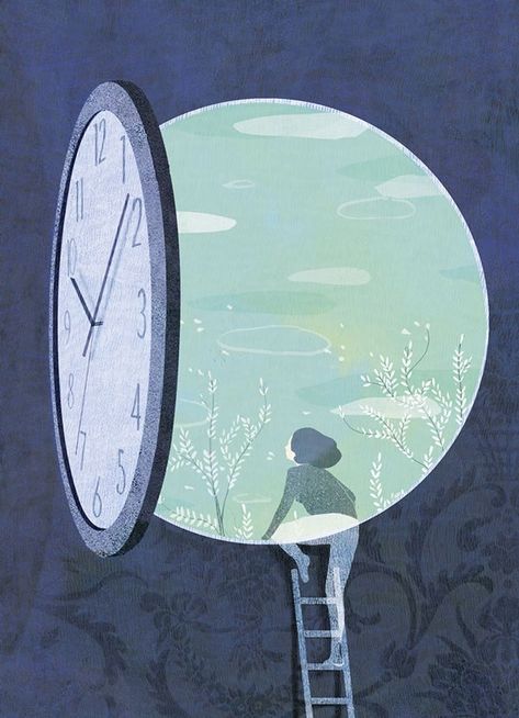 Work from a series of illustrations created for an article called "Inhabit the Time" in the French Magazine Panorama. The article is based on our busy lives and how can we keep enough time for spirituality or just to take a break. Time Travel Illustration Art, Time Travel Art, Panorama Illustration, Clock Illustration, Illustration Design Graphique, Conceptual Illustration, Editorial Magazine, Time Art, Free Illustration