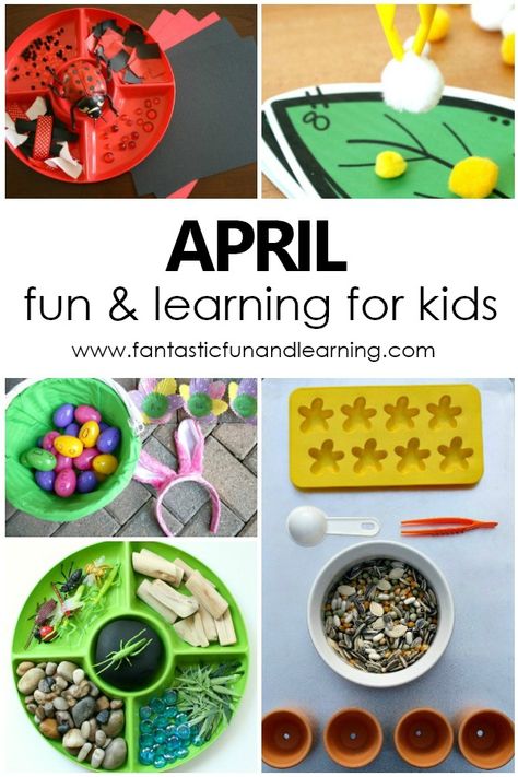 Monthly Activity Calendar for Kids. April Learning Activities and Free Printable April Activity Calendar #freeprintable #april #activitiesforkids #preschool April Learning Activities, April Homeschool Activities, April Curriculum Ideas For Toddlers, April Showers Bring May Flowers Activities For Toddlers, April Showers Activities, April Preschool, Spring Theme Preschool, April Activities, Spring Preschool