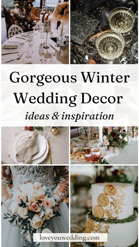 Looking for the perfect elegant winter wedding color schemes and decoration ideas? We’re sharing a collection of the most gorgeous winter wedding décor and color ideas. Find the best romantic, green, blue, and moody winter wedding color palettes for 2024 and the most elegant, romantic, rustic, simple, and outdoor winter wedding decoration ideas. moody romantic wedding décor, winter woodsy wedding Rustic Winter Wedding Colors, February Wedding Colors, Moody Winter Wedding, Moody Romantic Wedding, Wedding Color Schemes Winter, Diy Winter Wedding, Winter Wedding Color Palette, Outdoor Winter Wedding, Blue Winter Wedding