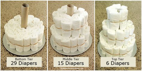 Easy Diaper Cake, Small Diaper Cakes, Dipper Cakes, Pamper Cake, Diaper Cakes Tutorial, Diaper Cake Instructions, Diy Diaper Cake, Diaper Cake Centerpieces, Baby Shower Baskets