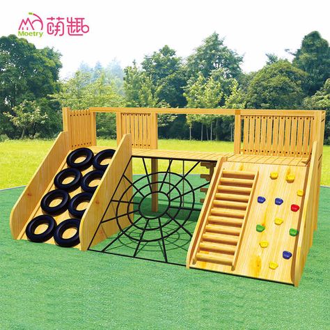 Source Moetry preschool backyard climbing frames wooden climbing nets for kids outdoor climber with climbing holds on m.alibaba.com Jungle Gym Outdoor, Backyard Climbing, Outdoor Jungle Gym, Mini Playground, Playset Diy, Kids Climbing Frame, Cabin Deck, Wooden Climbing Frame, Wooden Playground