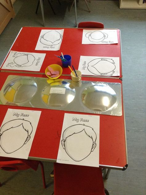 For our theme of "All About Me" the Woodlands class looking in a mirror and tried to draw their own faces. We also cut up dome parts of the body (nose, mouth, eyes) for the children to glue #eyfs #themes #activity Mirror Image Drawing, Loose Parts Preschool, All About Me Eyfs, All About Me Topic, All About Me Preschool Theme, Marvellous Me, Me Preschool Theme, All About Me Crafts, Image Drawing