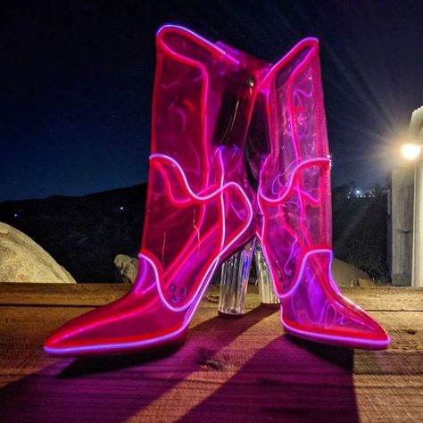 Neon Cowboys® on Instagram: "So these exist. "Our Past Midnight boots" are in production for #restock & available for pre-order now 🤠🙌🏾💓⚡" Neon Cowboy Boots, Neon Disco Outfit, Disco Rodeo, Neon Cowboy, Pinterest Contest, Space Cowboy, Space Cowboys, Southern France, Disco Outfit