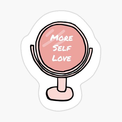 "MORE SELF LOVE " Sticker by DiscoVibes | Redbubble Self Love Stickers, More Self Love, Funny Stick Figures, Makeup Stickers, Sticker Design Inspiration, Preppy Stickers, Cute Easy Doodles, Bullet Planner, Cute Laptop Stickers