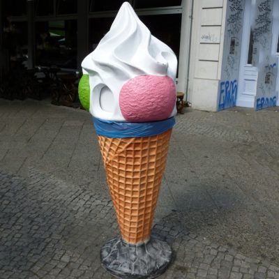 Fiberglass Ice Cream Sculpture - www.onlyartsculpture.com Ice Cream Sculpture, Fiberglass Resin, Office Items, Wooden Case, Colorful Paintings, Metallic Paint, Ice Cream, Statue, Sculpture