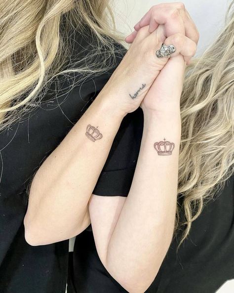 Small Tattoos Mother Daughter, Matching Mom And Daughter Tattoos, Tattoos Mother Daughter, Mom And Daughter Tattoos, Christian Sleeve Tattoo, Small Matching Tattoos, Lion Head Tattoos, Back Of Shoulder Tattoo, Mother Tattoos