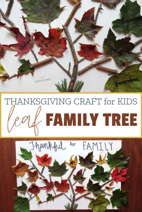 Family Tree Thanksgiving Craft Using Nature • The Growing Creatives Shabbat Crafts, Tree Thanksgiving, Family Tree For Kids, Family Tree Craft, Make A Family Tree, Nature Ideas, Trees For Kids, Tree Project, Thanksgiving Activities For Kids