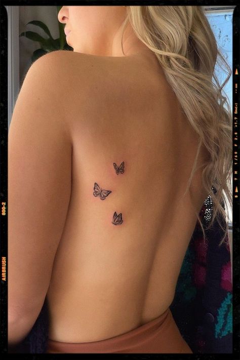 Tattoo Design Drawings Leg, Womens Quote Tattoos, Easy To Hide Tattoo Placement, Lower Spine Tattoos For Women, Chest Tats For Women, Simple Back Tattoo Women, Cute And Simple Tattoos, Boy Tattoo Ideas, Butterfly Memorial Tattoo