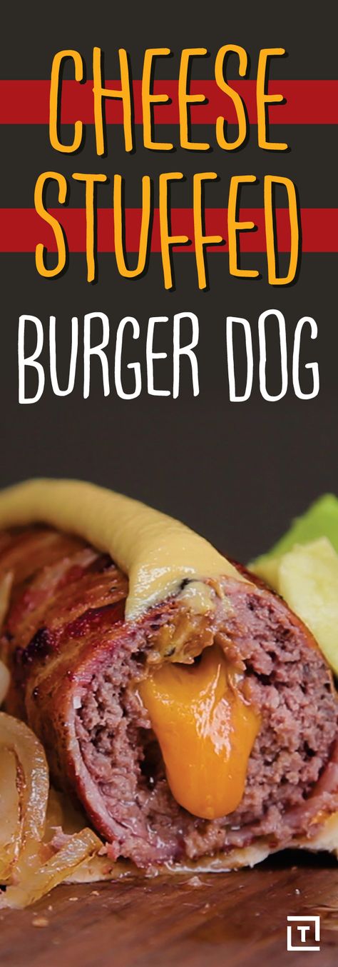 Is it a cheeseburger? Is it a hot dog? Is the fact that we're asking these questions to begin with enough to pique your curiosity (and appetite)? Enter Food Steez's cheese-stuffed burger dogs: the ultimate combination of two American classics in one convenient delivery mechanism. Burger Dog, Stuffed Burger, Baby Food Combinations, Ultimate Burger, Best Burger Recipe, Burger Dogs, Organic Baby Food, Cheese Stuffed, Dog Recipes