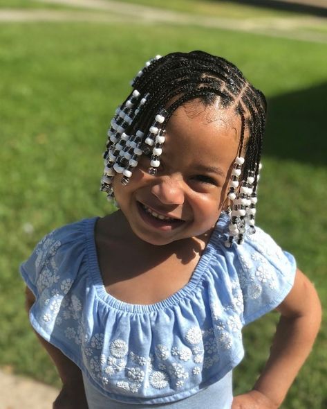 Long And Straight Hair, Box Braid Hairstyle, Kids Braids With Beads, Toddler Braids, Kids Hairstyle, Kid Hair, Lil Girl Hairstyles, Kids Braids, Kid Braid Styles