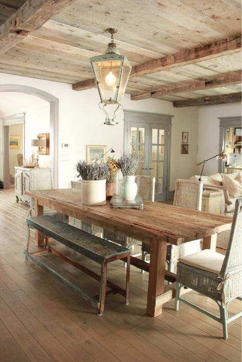 Farm table in breakfast dining area in rustically elegant European country cottage - Desiree of Beljar Home and DecordeProvence. #europeancountry #cottagestyleinteriors European Cottage Home Decor, Farm Dining Room Decor, European French Country House Interior, Beljar Home, Cottage Kitchen Dining Room, European Cottage Interior Design, Dining Room Table In Kitchen, European Cottage Dining Room, Kitchen Table Area Ideas