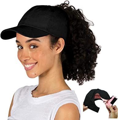 Ponyflo Satin Lined Cap - Satin Lined Hat to Protect Hair from Breakage and Frizz Curly Hair Baseball Cap, Women With Curly Hair, Ponytail Hats, Gifts 2021, Curly Hair Ponytail, Ponytail Cap, Women Curly Hair, Baseball Cap Women, Hair Up Or Down