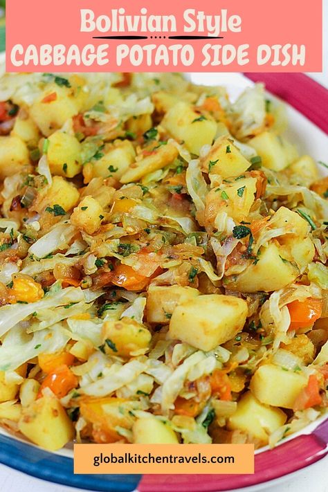 Spicy Cabbage & Potatoes Cabbage With Potatoes, Spicy Cabbage, Cabbage Potatoes, Bolivian Food, Cabbage And Potatoes, Comfort Soup Recipes, Extra Protein, Cooked Cabbage, Spicy Dishes