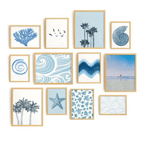 PRICES MAY VARY. 🏡 [ELEVATE HOME SPACE]: Transform your living environment into a haven of contemporary artistic expression; These abstract, geometric designs blend seamlessly with mid-century modern decor, adding a touch of Boho chic to any room ✔Perfect Gifts for Loved Ones:In addition to being a beautiful addition to your own home decor, these french botanical art prints posters also make an amazing gift for a loved one; Whether you're looking to surprise a friend with a thoughtful housewarm Room Decor For Blue Walls, Blue Coastal Wall Art, Costal Wall Art, Diy Wall Art For Bedroom, Blue Posters For Room, Coastal Cowgirl Room, Cowgirl Room Decor, Nautical Gallery Wall, Coastal Bathroom Decor