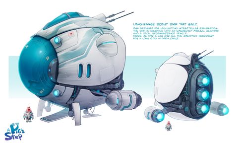 ArtStation - A Pig's Step - Scout Ship Development Space Pod Concept Art, Space Craft Concept Art, Stylized Spaceship, Futuristic Spaceship Concept Art, Dreamworks Home, Retro Scifi, Futuristic Tech, Vehicle Concept, A Place To Call Home