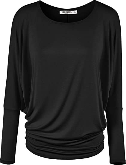 WT826 Womens Batwing Long Sleeve Top XL Black at Amazon Women’s Clothing store Love Store, Dolman Top, Loose Fitting Tops, Knit Tops, Batwing Sleeve, Amazon Women, Women Long Sleeve, Casual Style, Neck T Shirt