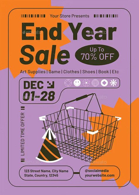 Check out this amazing End Year Sale Flyer Template for any kind of ecommerce and shop sales! - Black Friday Sale Flyer, Business Flyer, E-Commerce Flyer, Flyer Templates, Shops/Boutiques Flyer, Typo Flyer - #BlackFridaySaleFlyer, #BusinessFlyer, #ECommerceFlyer, #FlyerTemplates, #Shops/BoutiquesFlyer, #TypoFlyer - Sale Advertising Design, E Flyer Design, Offer Ads, Sales Flyer Design, Business Flyer Design, Crochet Workshop, Year End Sale, Black Friday Sale Flyer, E Commerce Design