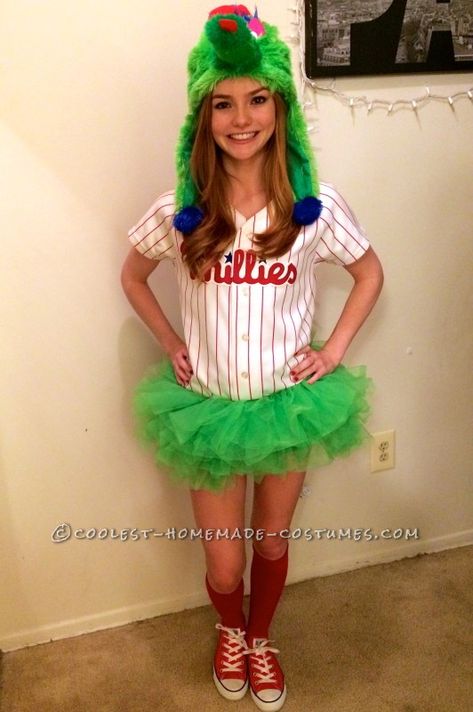 Phanatic Costume, Phillie Phanatic, Childrens Halloween Costumes, Eve Costume, Soffe Shorts, Green Tutu, Do Cute, Homemade Costumes, Halloween Costume Contest