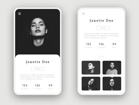 User Profile / 006 DailyUI by Moritz Kitzmann App Profile Design, Profile Ui Web, User Profile Ui Design, Graphic Design Profile, Profile App Ui, Profile Card Design, Profile Ui Design, Profile Ui, Profile App