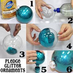 Jul Diy, Glitter Ornaments Diy, Glitter Ball, Glitter Ornaments, Glitter Diy, Noel Christmas, Ornament Crafts, Holiday Diy, Homemade Christmas