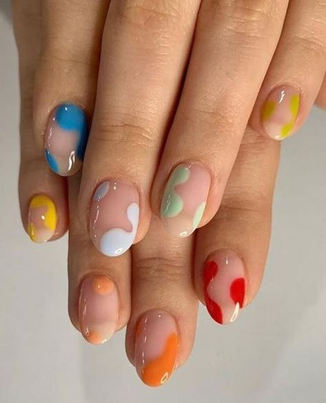 Kutek Disney, Unghie Sfumate, Retro Nails, Colorful Nail, Nagel Tips, Minimal Nails, Simple Acrylic Nails, Short Acrylic Nails Designs, Fire Nails