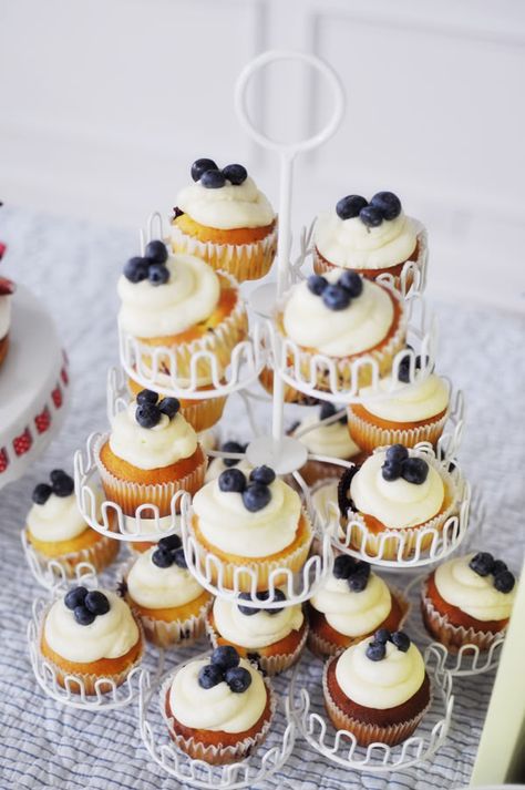 lemon blueberry cupcakes Blueberry Baby Shower Ideas, Berry Sweet Baby Shower Theme Blueberry, Birthday Muffins, Cookie Perfection, January Baby Shower, Baby Shower Cupcakes For Boy, Blueberries For Sal, February Baby Showers, Desert Inspiration