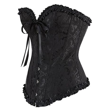 frawirshau Women's Lace Up Boned Overbust Corset Bustier Bodyshaper Top at Amazon Women’s Clothing store: Plus Size Steampunk, Halloween Corset, Corset Steampunk, Mode Steampunk, Bustier Lingerie, White Corset Top, Victorian Corset, Green Corset, Blue Corset