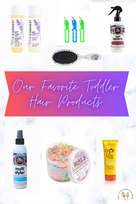 Our favorite everday clean toddler hair products. Both for curly & straight hair! All available on Amazon! Toddler Hair Products, Toddler Shampoo, Curly Hair Tools, Toddler Curly Hair, Aria Hair, Curly Straight Hair, Gel Curly Hair, Best Hair Ties, Boys Hairstyles