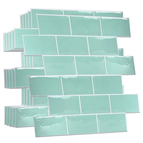 PRICES MAY VARY. [SIZE] - Package Contains: 20 pieces of stickers 30.5 x 15.4 cm or 12 x 6 in. Coverage area:0.85sqm or 9.2sf. [PREMIUM PEEL AND STICK TILES] - peel and stick tiles are made of eco-friendly material, resistant to heat and moisture, easy wipe to remove the stains. Suitable for smooth and clean surfaces. Stick to wall without extra glue. [Never Turn Yellow With Time] - Different from some other brands in the market, Walplus tiles never turn yellow with time. [EASY DO IT YOURSELF] - Peel And Stick Kitchen Tile, Fake Tile Backsplash, Turquoise Backsplash Kitchen, Stick On Backsplash Kitchen, Stick On Floor Tiles, Stick On Tiles Kitchen, Fun Backsplash, Peel And Stick Kitchen Backsplash, Yellow Bathroom Walls