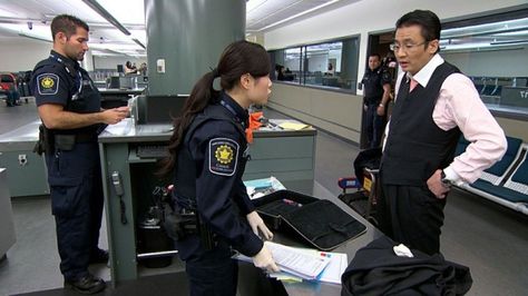 Border Security airing on National Geographic Channel in 2012 chronicling encounters between border officers & the public at Canadian border crossings & airports. COMMON SENSE PREVAILS: Sorry Stephen Harper, Vic Teows & all your Reform Alliance brothers & sisters. Looks like your pushing this knock-off Aussie reality show is a bust. Especially when the Canada Border Services Agency was against it in the first place. Your frivolous, distractive bull$hit misuse of Canadian taxes is over. Event Security, Immigration Officer, Security Guard Services, Visa Canada, Delivery Pictures, Visa Online, School Trip, Security Service, Construction Worker