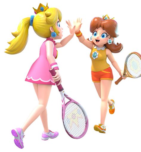 Peach & Daisy from Mario Tennis Aces #illustration #artwork #gaming #videogames #characterdesign Princess Peach X Daisy, Princess Daisy And Peach, Peach X Daisy, Princess Peach Tennis, Daisy And Peach, Mario Daisy, Princess Peach Mario Kart, Peach Mario Kart, Super Mario 1985