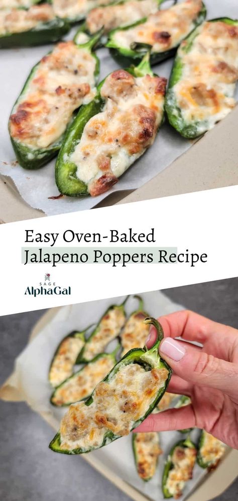 Looking for a delicious and easy appetizer? Try these stuffed jalapeno peppers! Packed with cream cheese and sausage, these jalapeno poppers are perfect for game day or any Tex-Mex meal. This simple, oven-baked recipe will be a hit at your next gathering. The combination of spicy jalapenos and savory sausage makes for a mouthwatering treat that's hard to resist. Plus, there's a dairy-free version available for everyone to enjoy. Discover how to make these easy, sausage-stuffed jalapenos today! Baked Stuffed Jalapeno Peppers, Stuffed Jalapenos Cream Cheese, Baked Jalapeno Poppers Oven, Stuffed Jalapeno Peppers Bacon Wrapped, Jalapeno Poppers Oven, Baked Stuffed Jalapenos, Cream Cheese And Sausage, Sausage Stuffed Jalapenos, Cheesy Bites