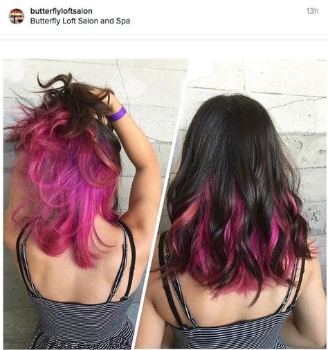 Heavy underlights, all the way to the root                                                                                                                                                                                 Plus Pink Peekaboo Hair, Hidden Hair Color, Peekaboo Hair Colors, Underlights Hair, Peekaboo Hair, Hair Blog, Dye My Hair, Hair Inspo Color, Rainbow Hair