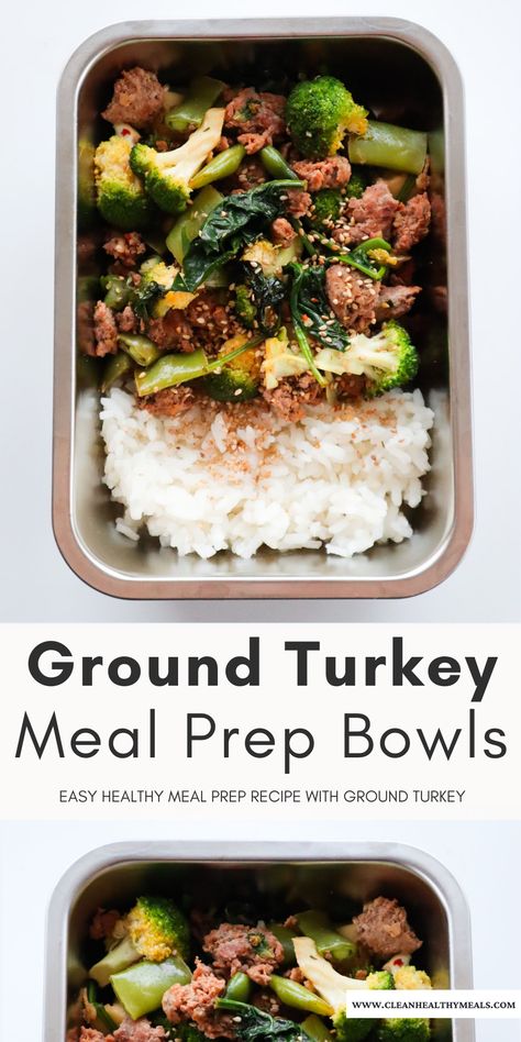 Dinner Recipes With Ground Turkey, Turkey Meal Prep, Ground Turkey Meal Prep, Veggie Meal Prep, Turkey Lunch, High Protein Lunch Ideas, High Protein Recipes Dinner, Veggie Bowls, Easy High Protein Meals